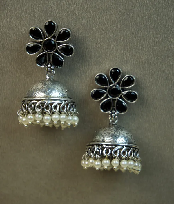 MYRA_-_Silver_Toned_BRASS_Earrings
