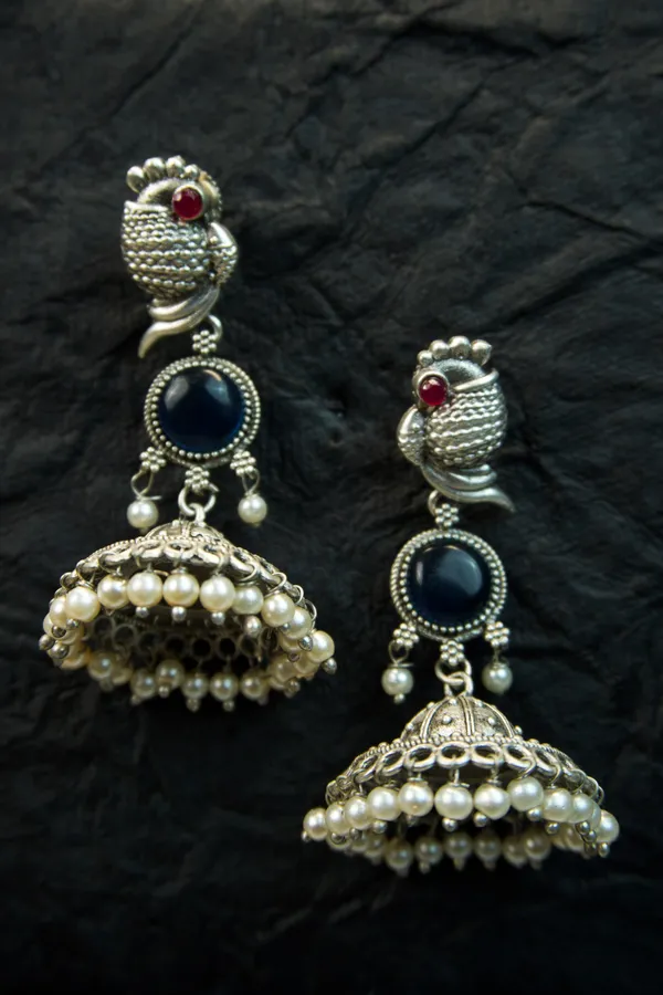 MYRA_-_Silver_Toned_Oxidized_Earrings