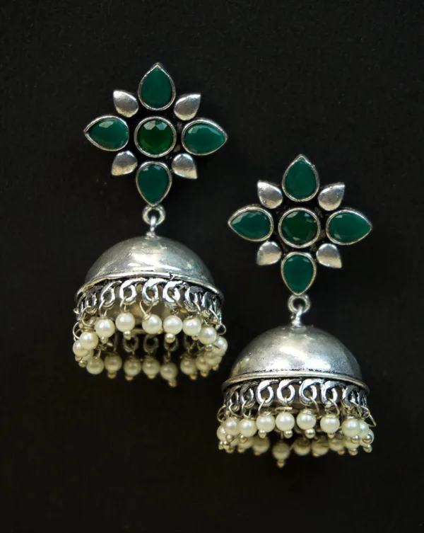 MYRA_-_Silver_Toned_BRASS_Earrings