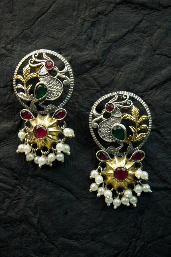 SARA_-_Dual_Tone_Premium_Peacock_Earrings