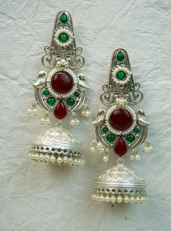MYRA_-_Silver_Toned_BRASS_Earrings
