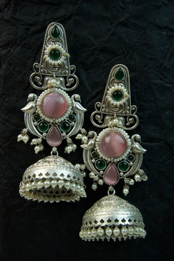 MYRA_-_Silver_Toned_BRASS_Earrings