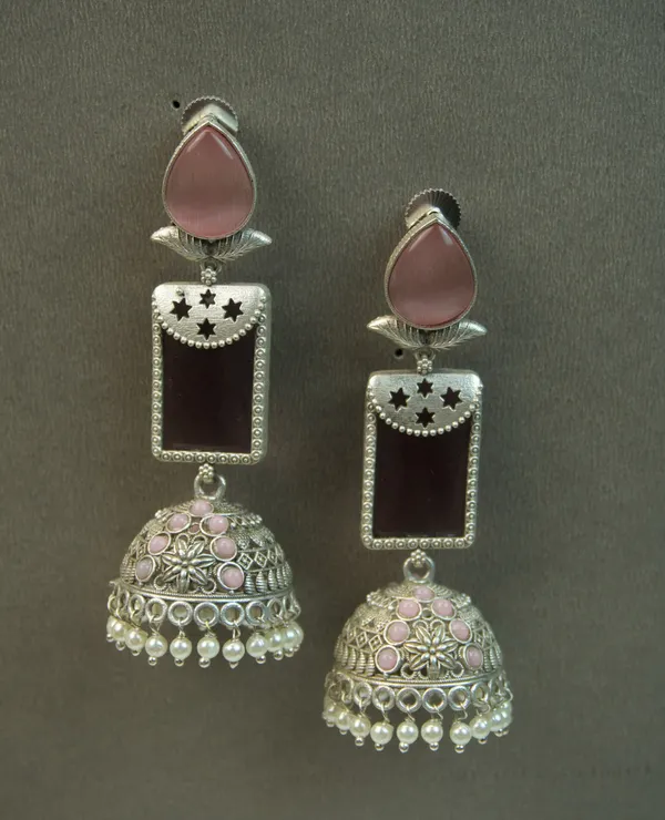 MYRA_-_Silver_Toned_BRASS_Earrings