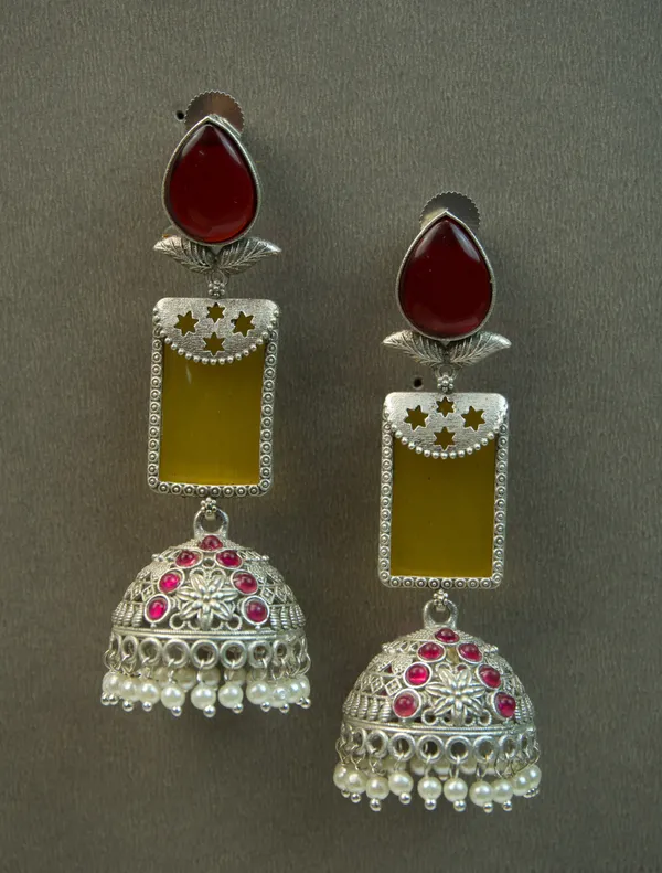 MYRA_-_Silver_Toned_BRASS_Earrings