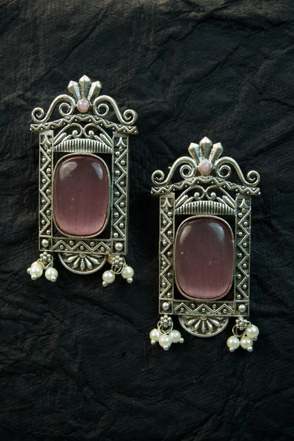 MYRA_-_Silver_Toned_BRASS_Earrings