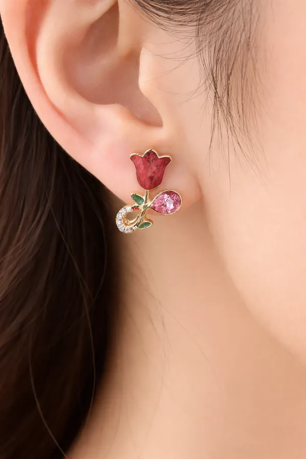 MIMI_-_LOTUS_CUTE_DARK_PINK_EARRINGS_-_3