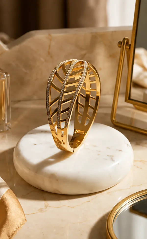 MEHA_Gold_Plated_Leaf_Pattern_Crystal_Studded_Cuff_Bracelet_for_Women_|_Premium_Openable_Kada_Bangle