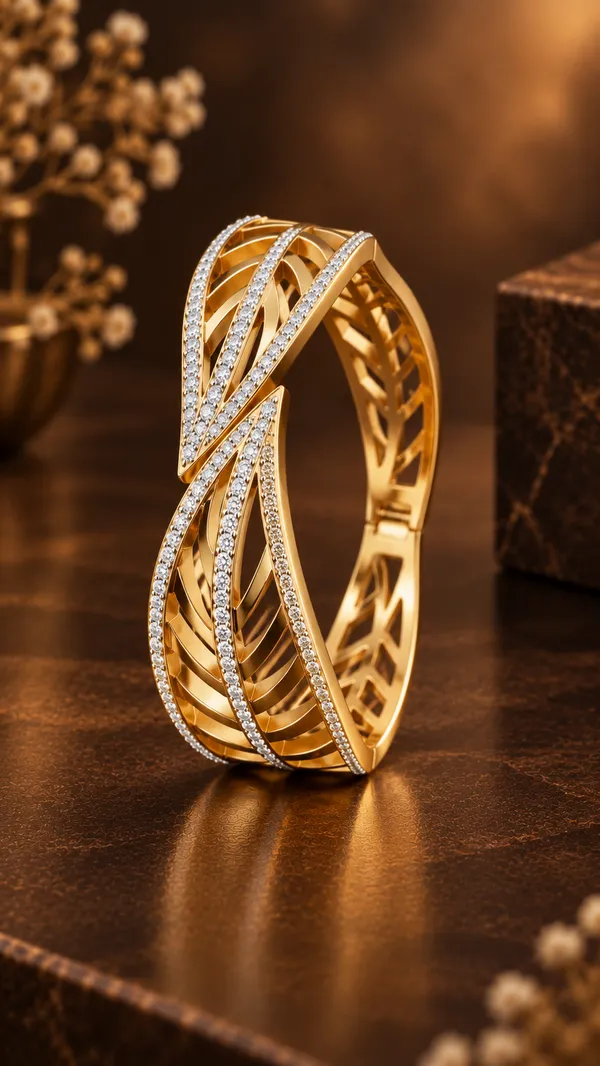 MEHA_Gold_Plated_Leaf_Pattern_Crystal_Studded_Cuff_Bracelet_for_Women_|_Premium_Openable_Kada_Bangle