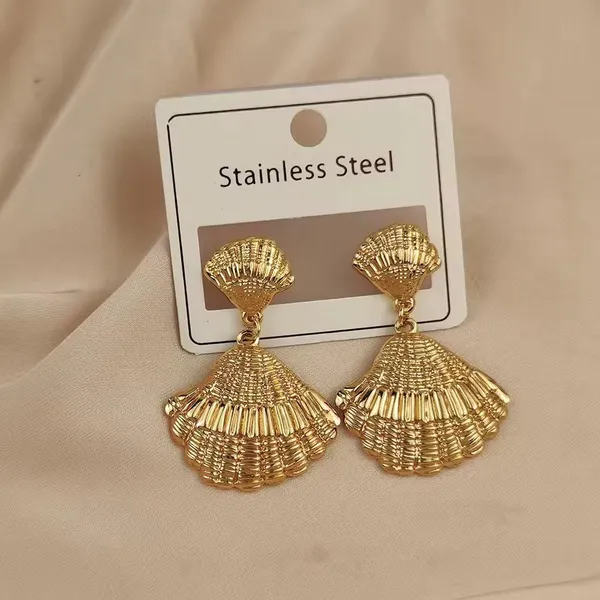 SUGA_-_Gold_Toned_Seashell_Drop_Earrings_For_Women