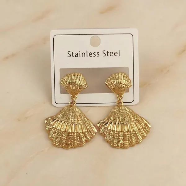SUGA_-_Gold_Toned_Seashell_Drop_Earrings_For_Women