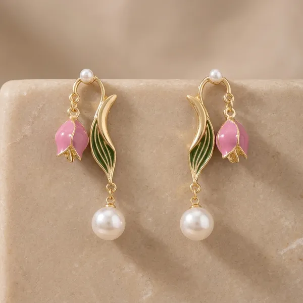MIMI_-_Gold_Pearl_Pink_Stone_Detachable_Floral_Earrings_For_Women
