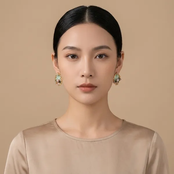 SUGA_-_Gold_Tone_Jade_Pearl_Flower_Stud_Earrings