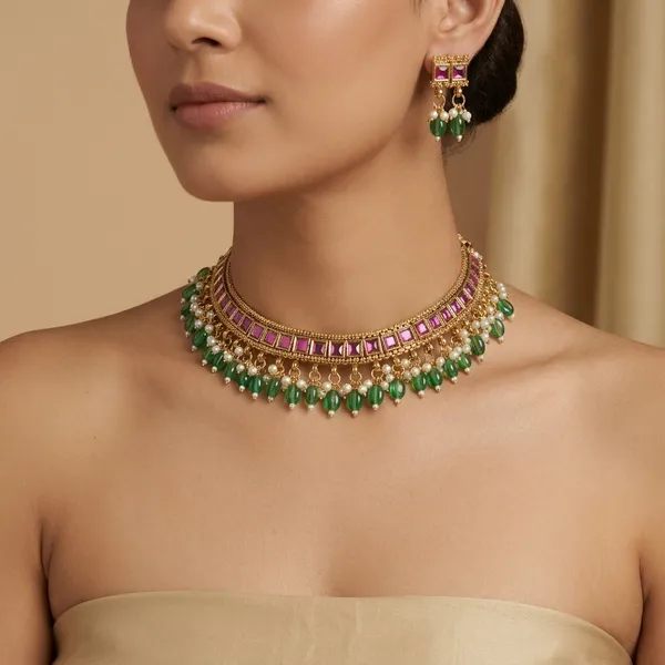 Premium_-_Kundan_Pink_and_Green_Neck_set
