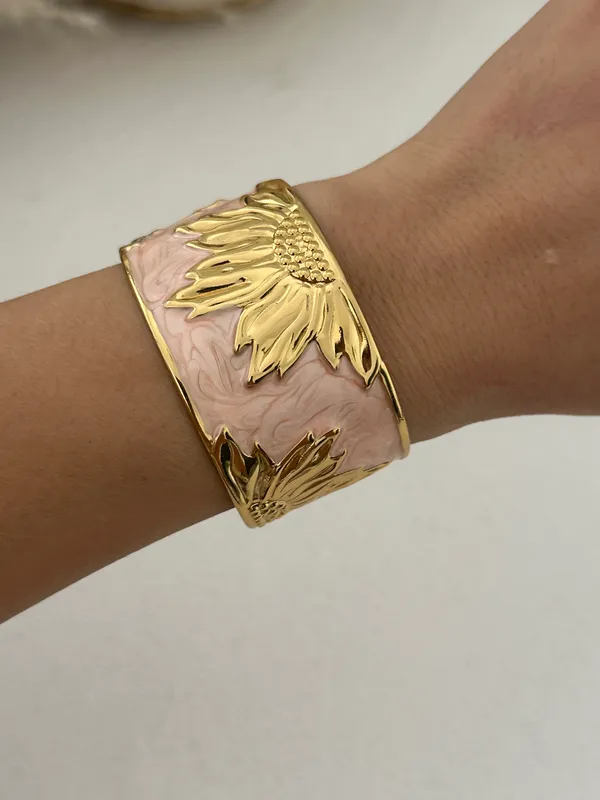 MEHA_-_Gold_Plated_Pink_Stone_Cuff_Bracelet_for_Women_|_Designer_Floral_Open_Cuff_Kada