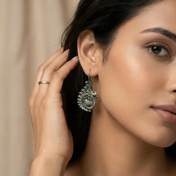 MYRA_-_Silver_Toned_BRASS_Earrings