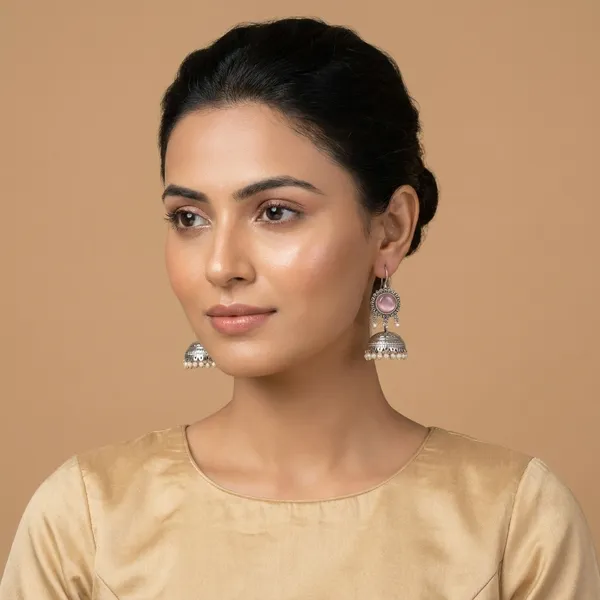 MYRA_-_Silver_Toned_BRASS_Earrings