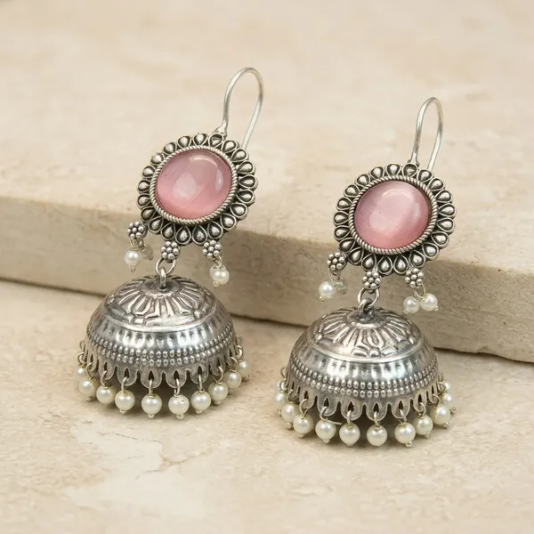 MYRA_-_Silver_Toned_BRASS_Earrings