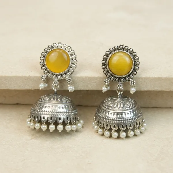 MYRA_-_Silver_Toned_BRASS_Earrings