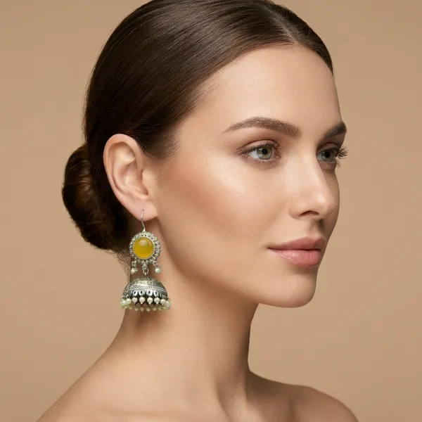 MYRA_-_Silver_Toned_BRASS_Earrings