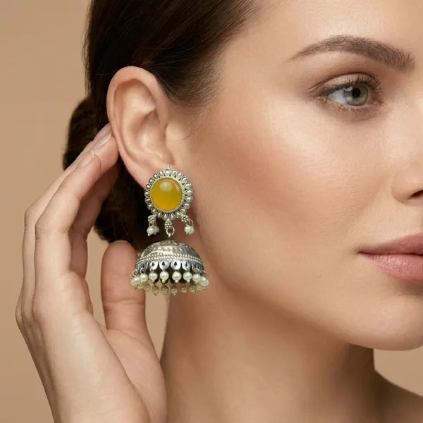 MYRA_-_Silver_Toned_BRASS_Earrings