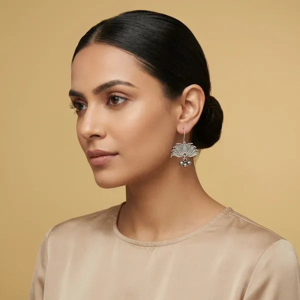 MYRA_-_Silver_Toned_BRASS_Earrings