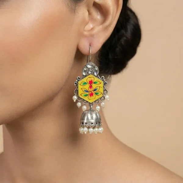MYRA_-_Silver_Toned_BRASS_Earrings