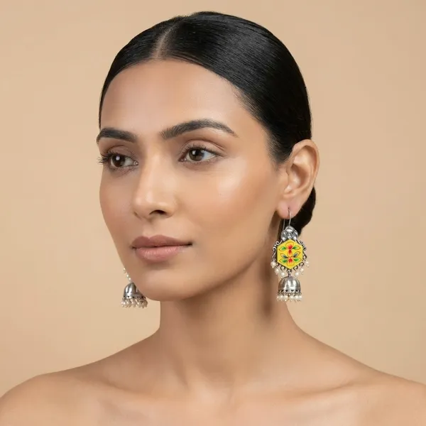 MYRA_-_Silver_Toned_BRASS_Earrings