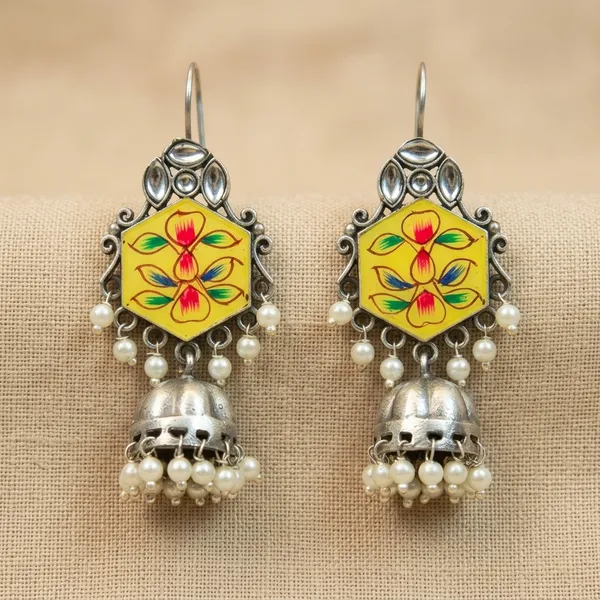 MYRA_-_Silver_Toned_BRASS_Earrings