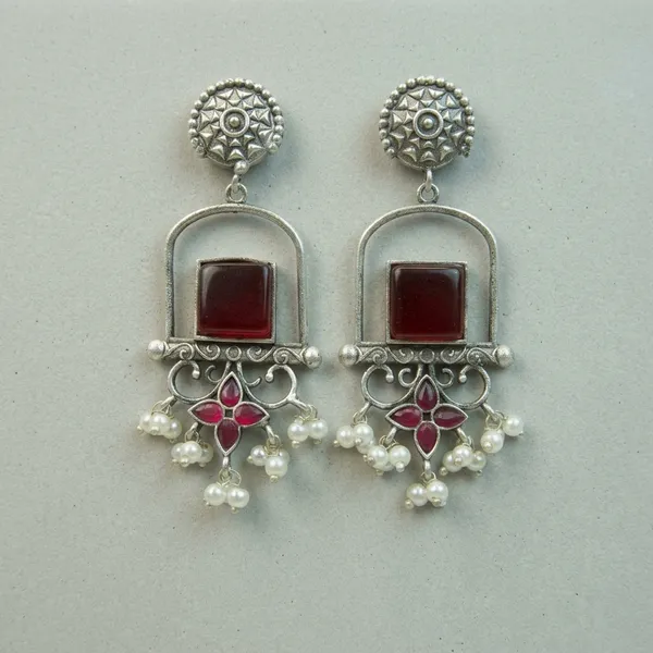 MYRA_-_Silver_Toned_BRASS_Earrings