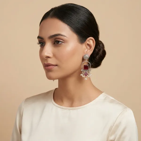MYRA_-_Silver_Toned_BRASS_Earrings
