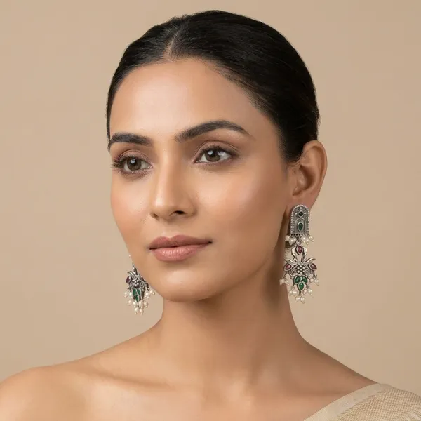 MYRA_-_Silver_Toned_BRASS_Earrings