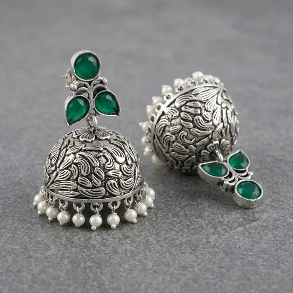 MYRA_-_Silver_Toned_BRASS_Earrings