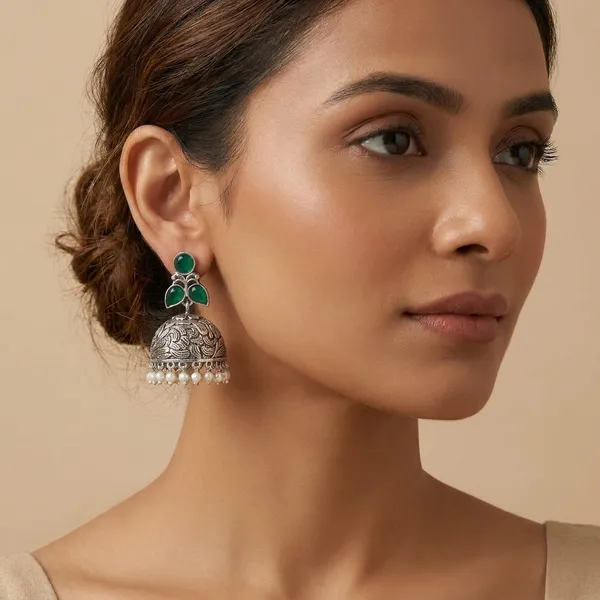 MYRA_-_Silver_Toned_BRASS_Earrings
