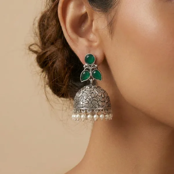 MYRA_-_Silver_Toned_BRASS_Earrings