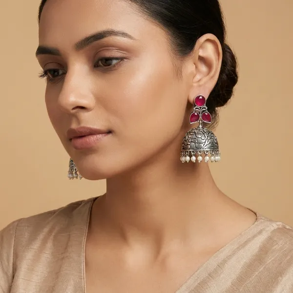 MYRA_-_Silver_Toned_BRASS_Earrings