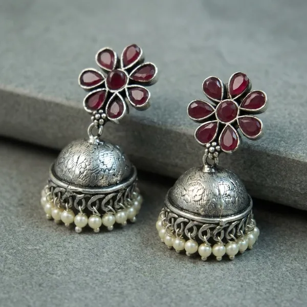 MYRA_-_Silver_Toned_BRASS_Earrings