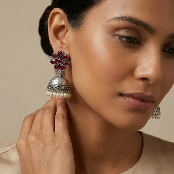 MYRA_-_Silver_Toned_BRASS_Earrings