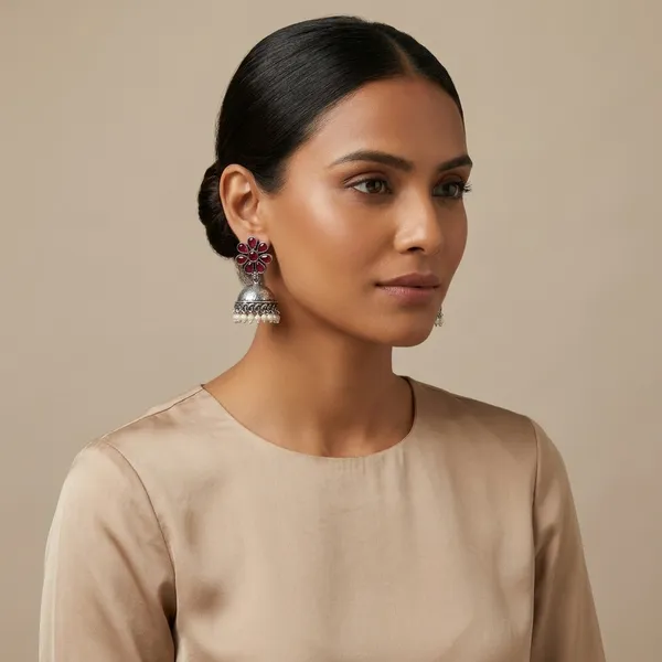 MYRA_-_Silver_Toned_BRASS_Earrings