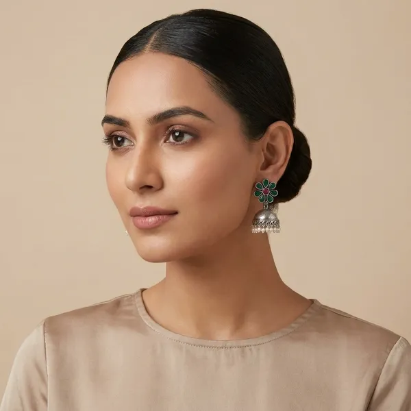 MYRA_-_Silver_Toned_BRASS_Earrings