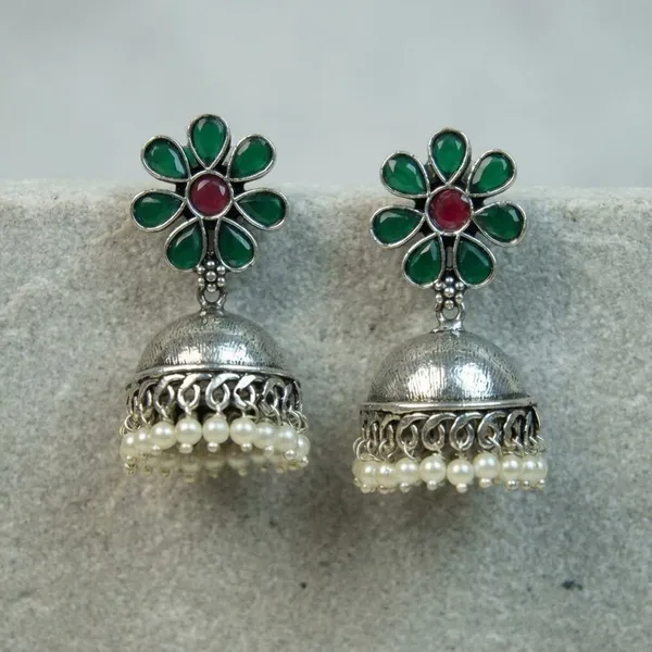 MYRA_-_Silver_Toned_BRASS_Earrings