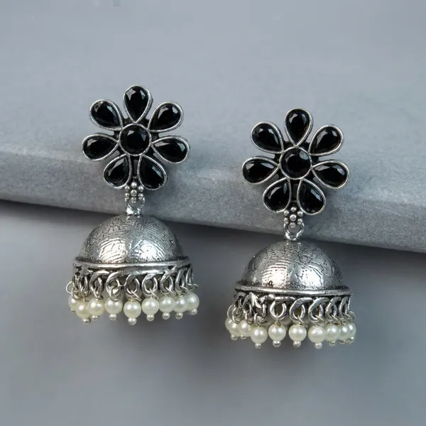 MYRA_-_Silver_Toned_BRASS_Earrings