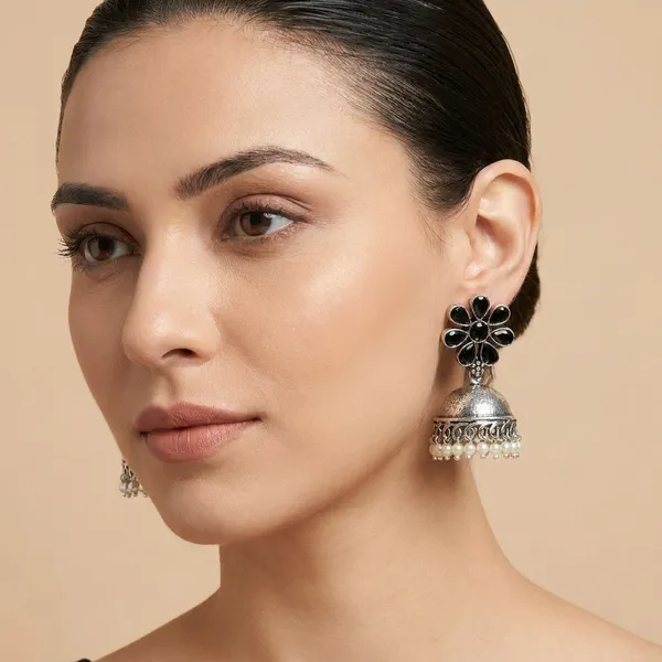 MYRA_-_Silver_Toned_BRASS_Earrings