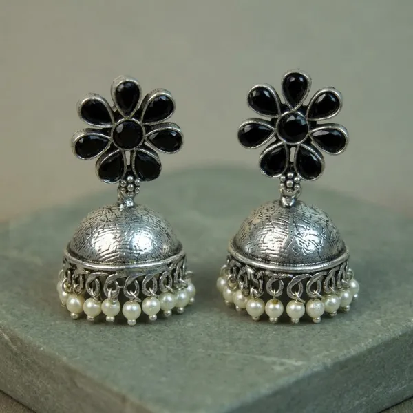 MYRA_-_Silver_Toned_BRASS_Earrings