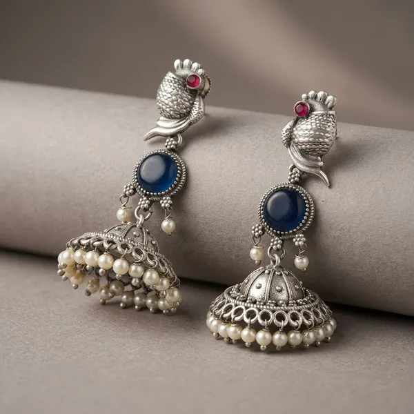 MYRA_-_Silver_Toned_Oxidized_Earrings