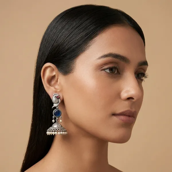 MYRA_-_Silver_Toned_Oxidized_Earrings