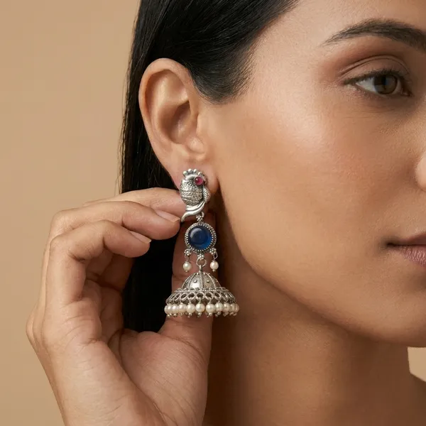 MYRA_-_Silver_Toned_Oxidized_Earrings