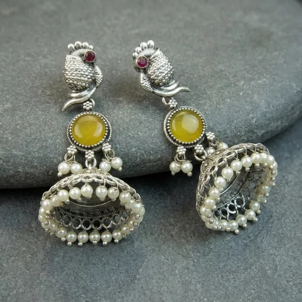 MYRA_-_Silver_Toned_BRASS_Earrings