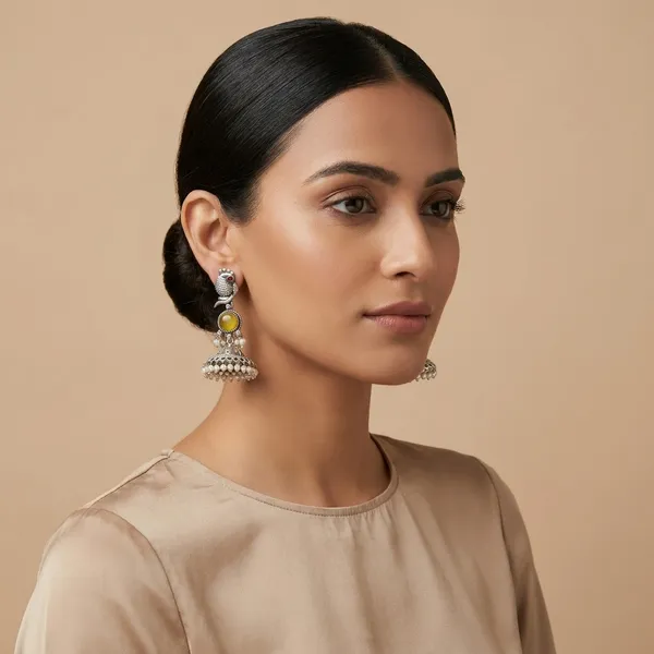 MYRA_-_Silver_Toned_BRASS_Earrings