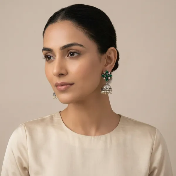 MYRA_-_Silver_Toned_BRASS_Earrings