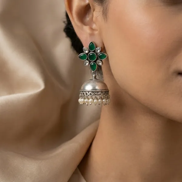 MYRA_-_Silver_Toned_BRASS_Earrings